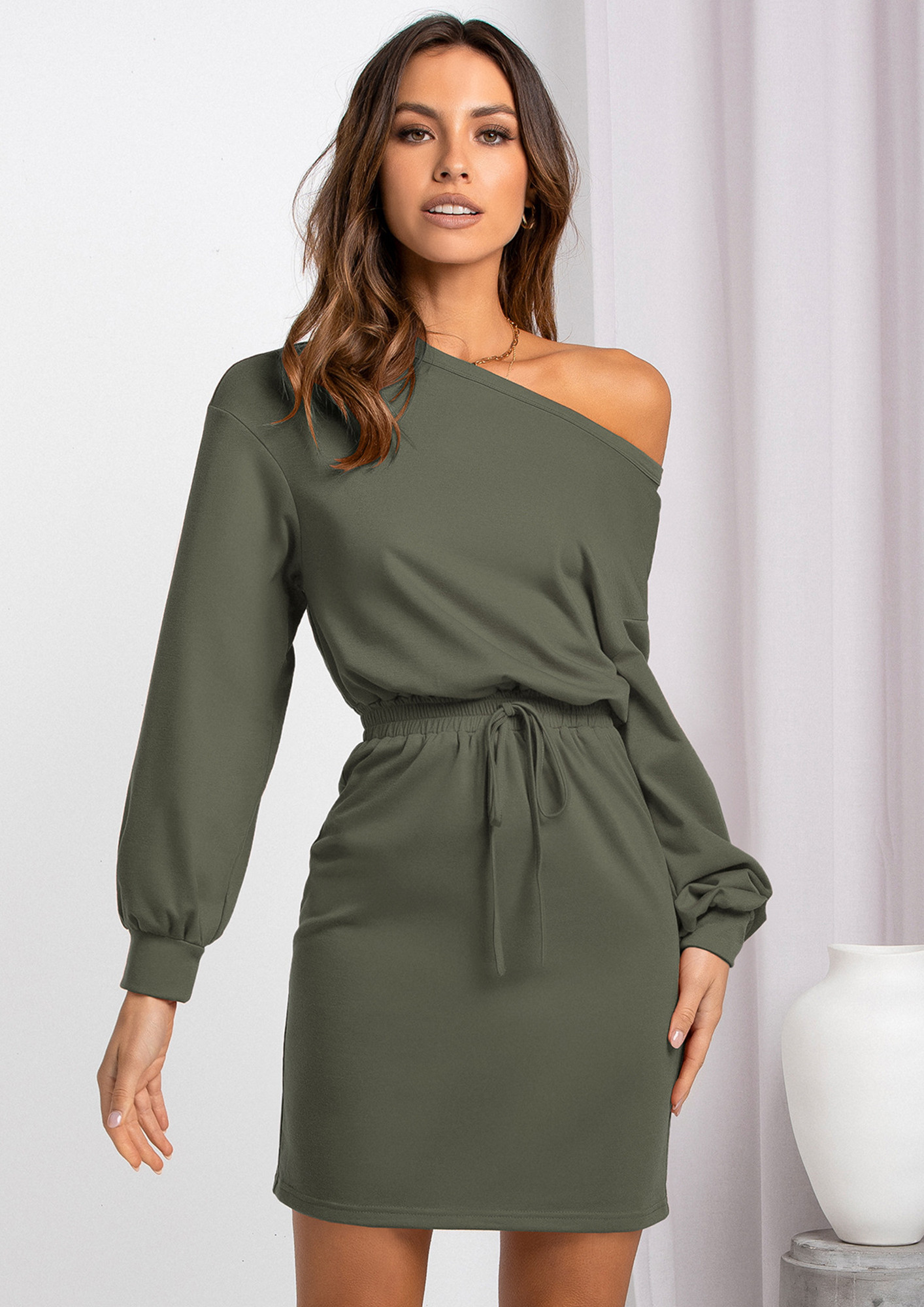 Embroidered Green Long Kaftan Dress - Holley Day