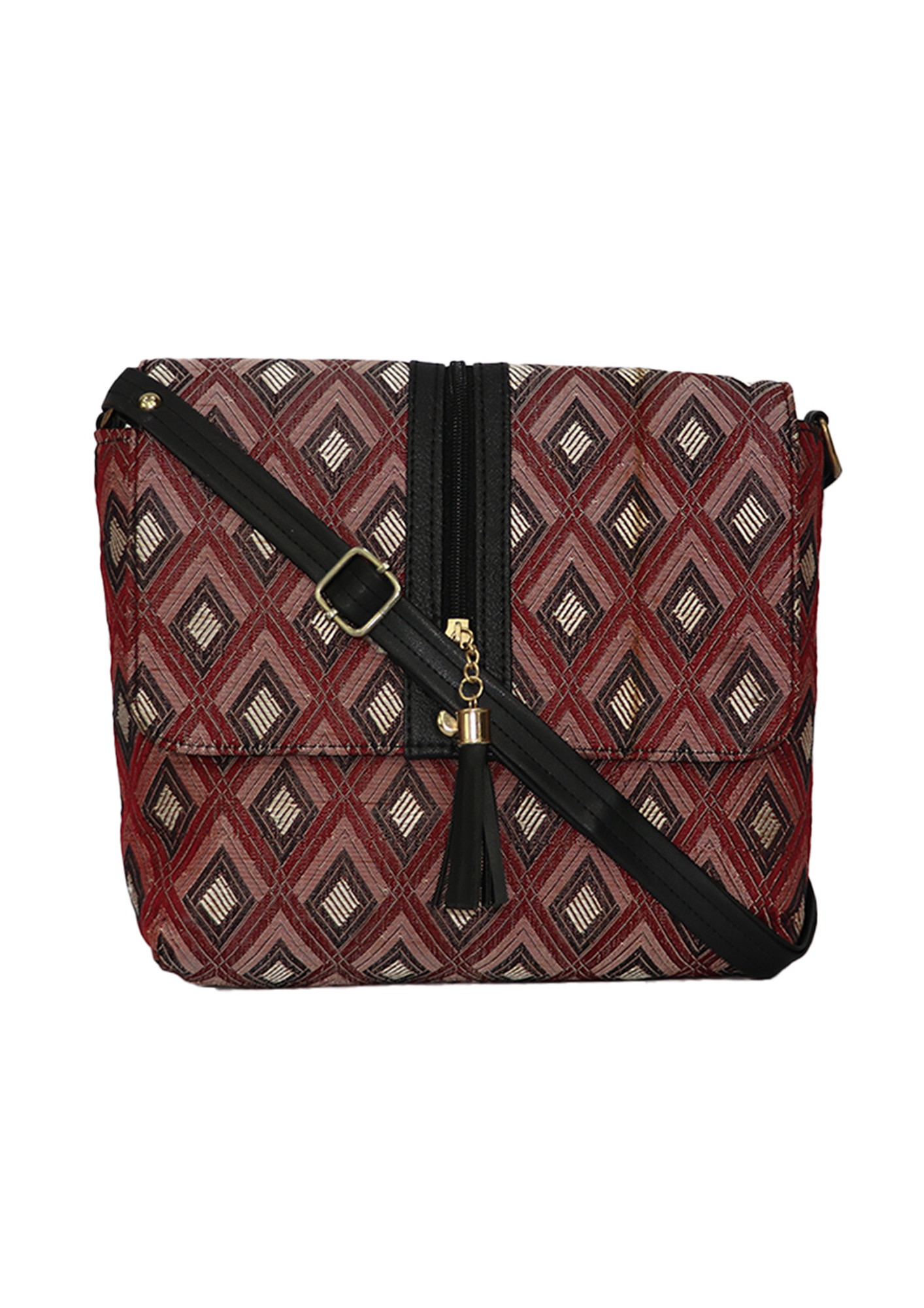 Maroon Solid Cotton Sling Bag