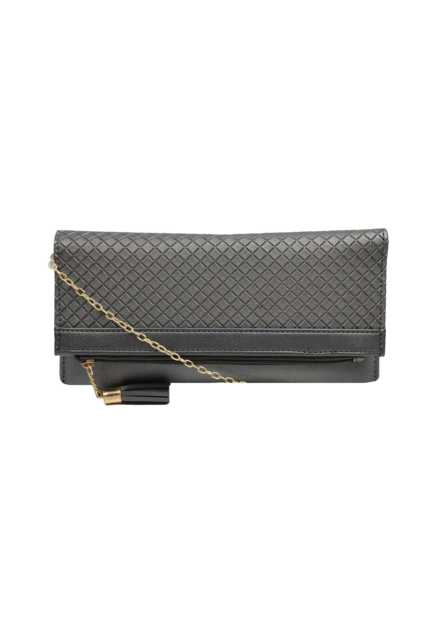 Woman'S Grey Party Wallet With Chain