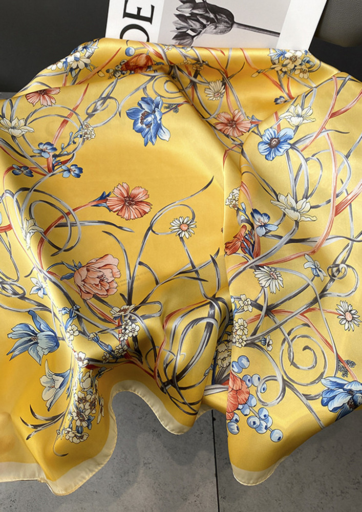 A NEW FLORAL YELLOW SCARF