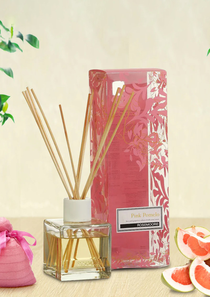 Rosemoore Reed Diffuser Set /Aroma Reed Diffuser /Reed Diffuser Home Fragrance /Scented Reed Diffuser for Offices, Home, Hotel, Bathroom & Living Room Room 200ml with 10 Reed Sticks - Pink Pomelo