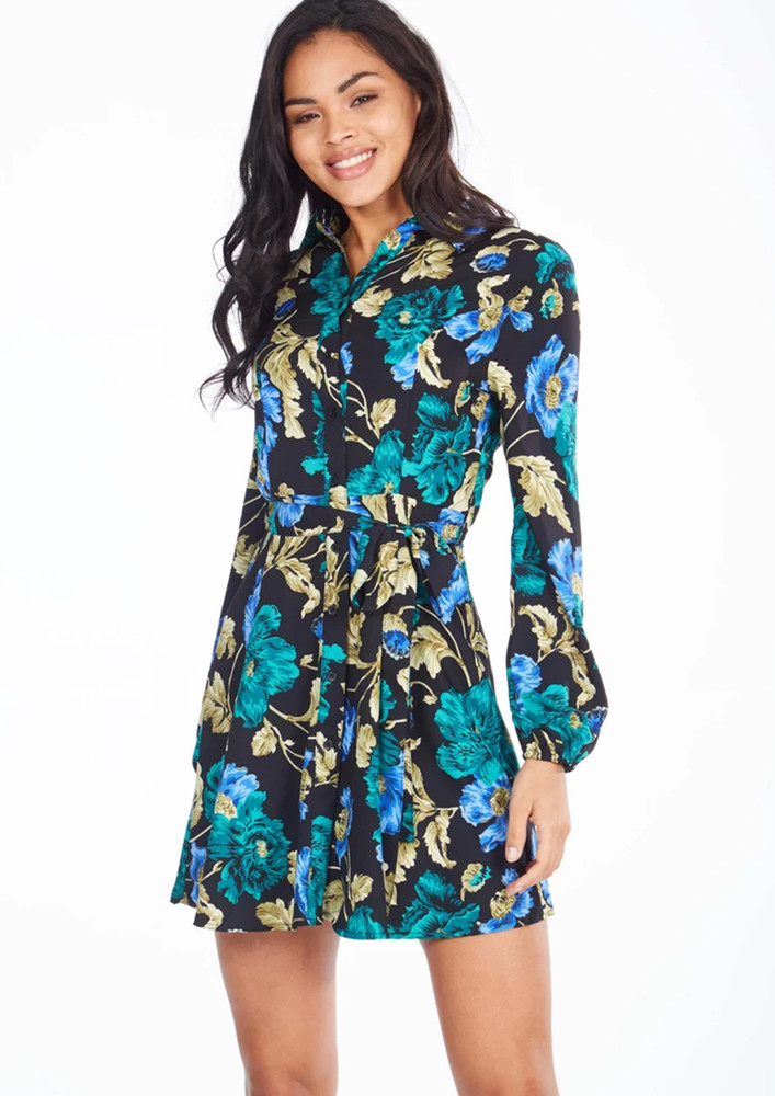 Zachi Floral Print Shirt Dress