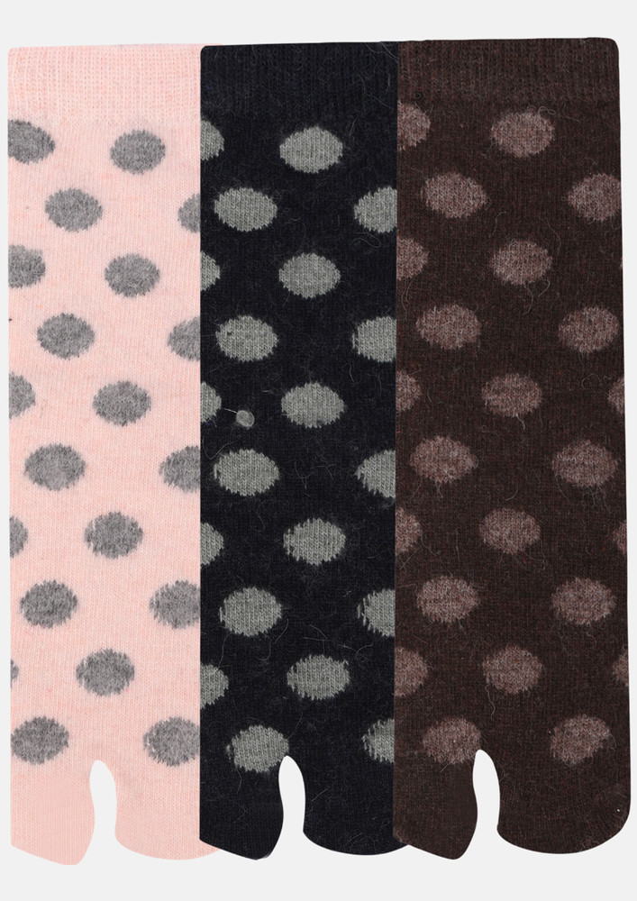 Next2skin Woollen Ankle Length Women Thumb Socks (pack Of 3) (peach,navy Blue,brown) 3821-penbr