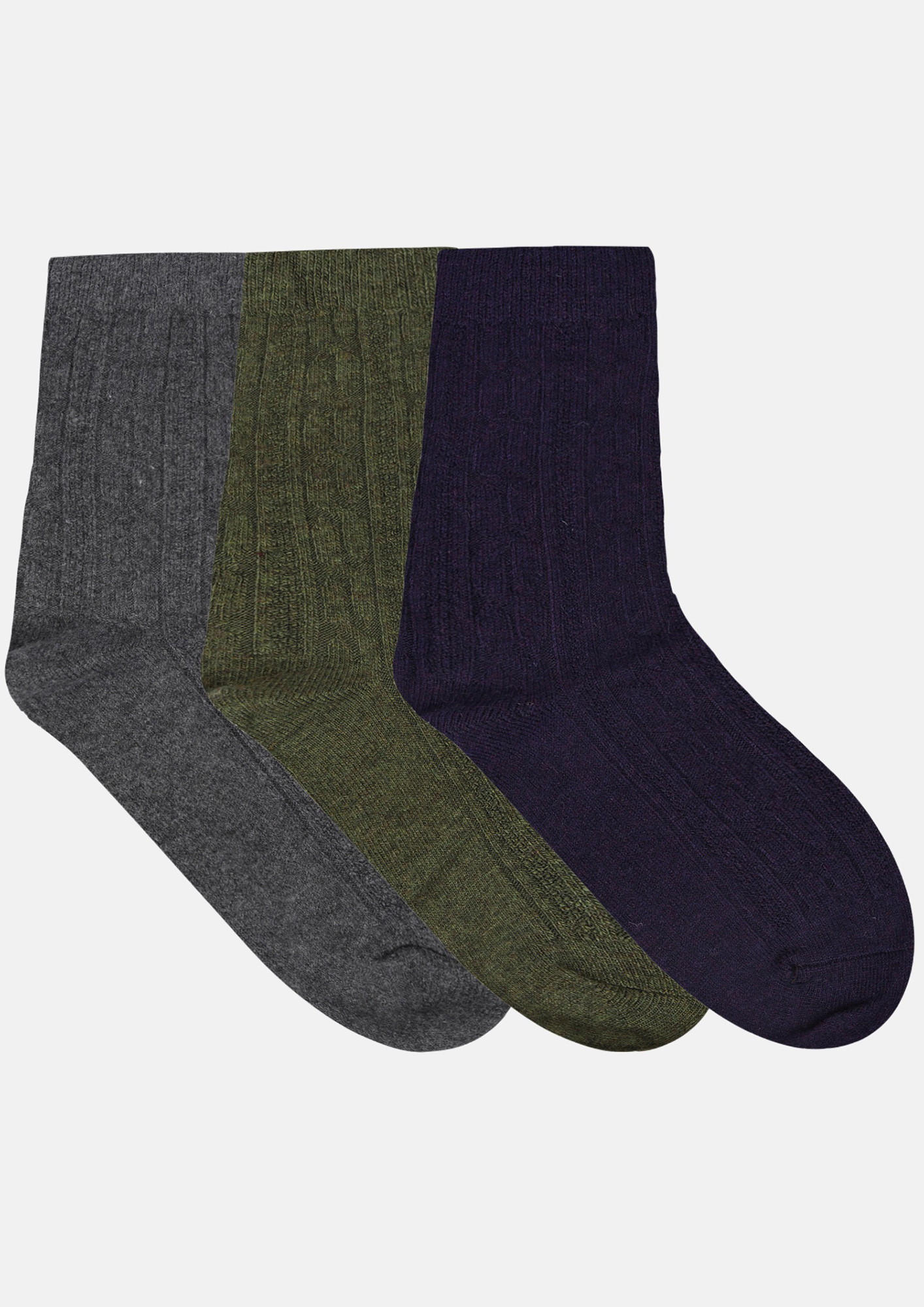 NEXT2SKIN Women's Woollen Regular length Socks (Pack of 3) (Dark Grey,Green,Navy Blue)