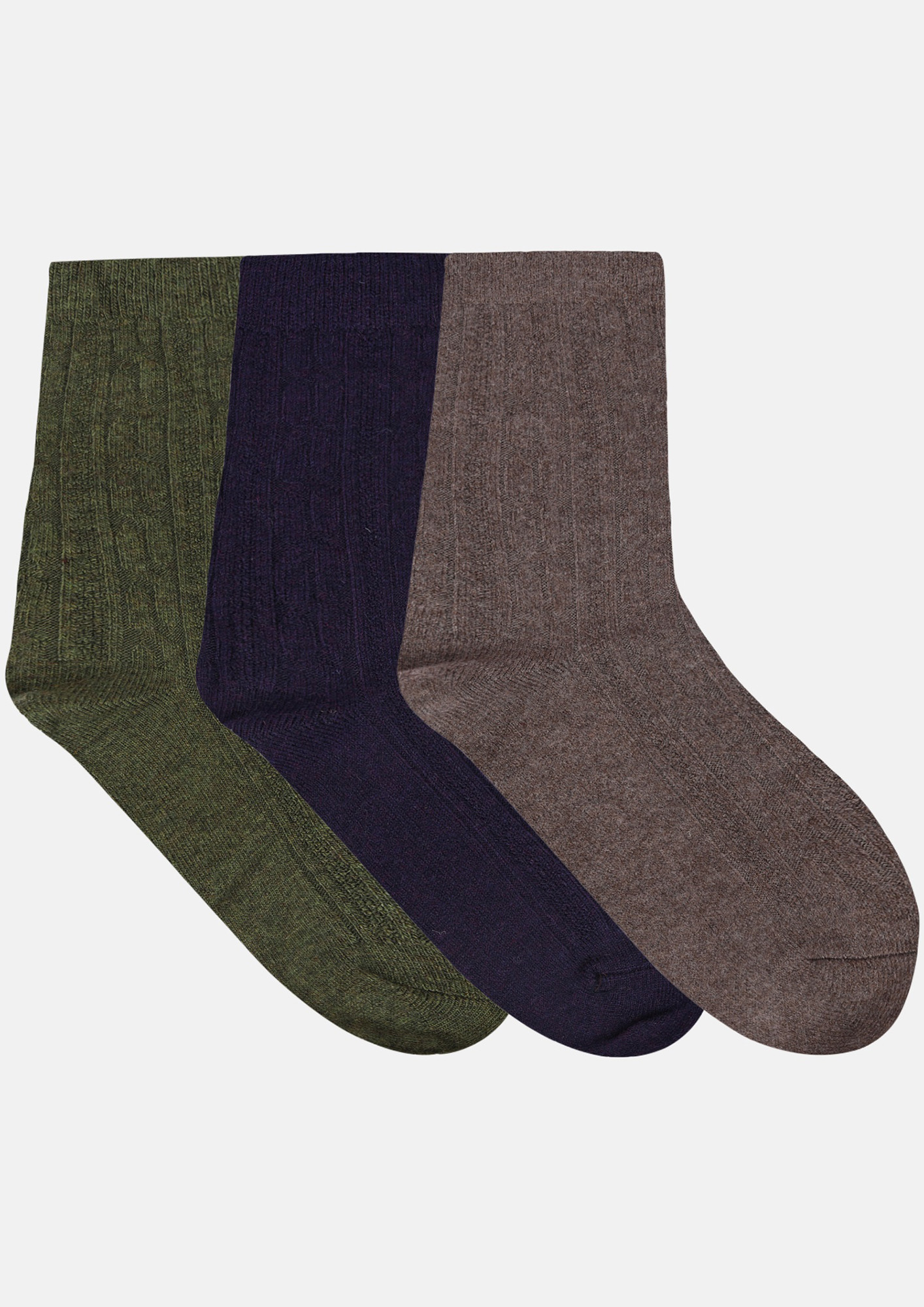 NEXT2SKIN Women's Woollen Regular length Socks (Pack of 3) (Green,Navy Blue,Skin)