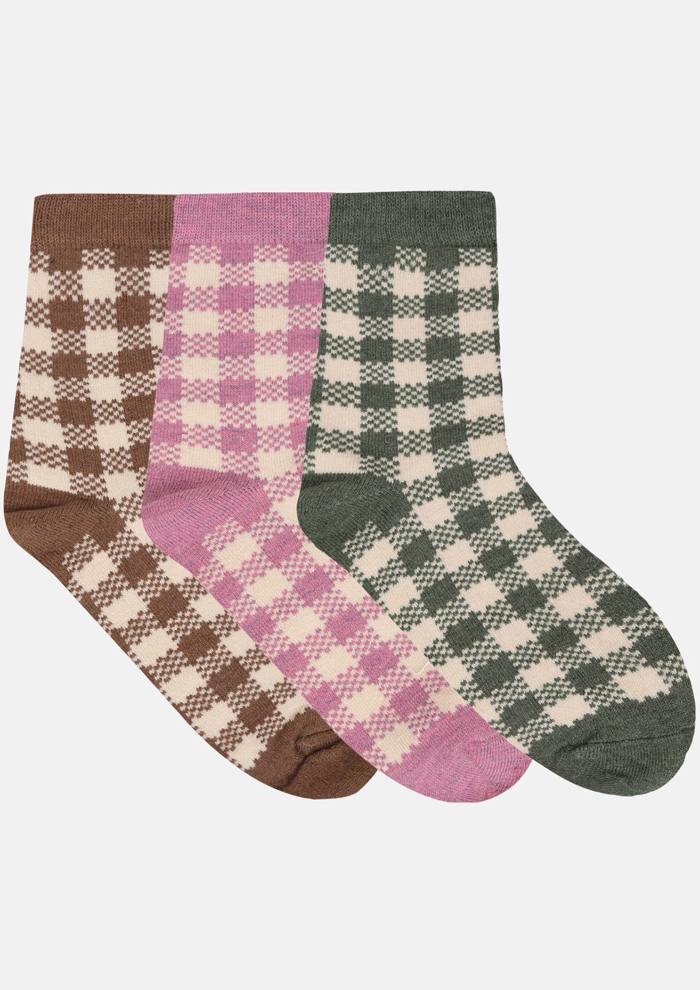 NEXT2SKIN Women's Woollen Regular length Socks (Pack of 3) (Brown,Pink,Green)