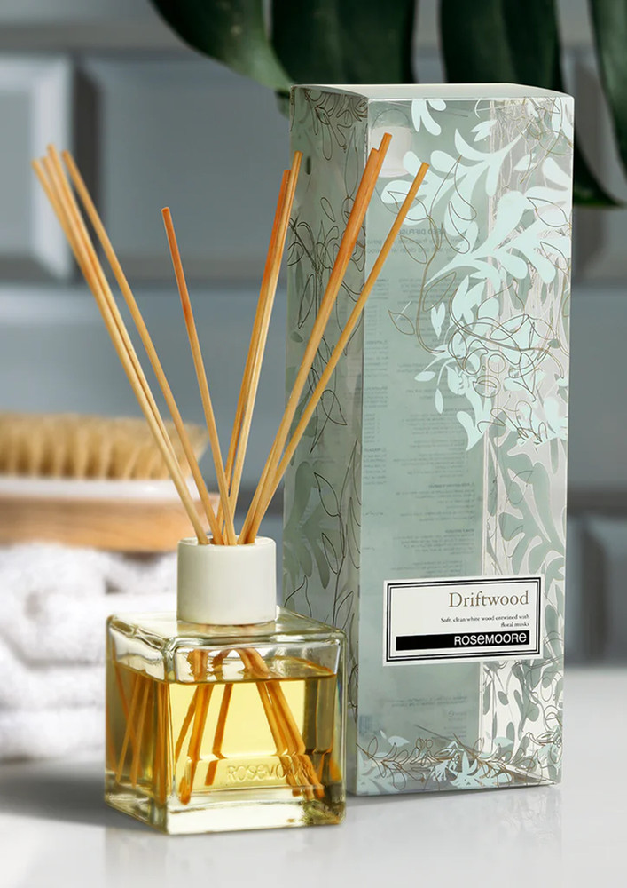 Rosemoore Reed Diffuser Set /Aroma Reed Diffuser /Reed Diffuser Home Fragrance /Scented Reed Diffuser for Offices, Home, Hotel, Bathroom & Living Room Room 200ml with 10 Reed Sticks - Driftwood