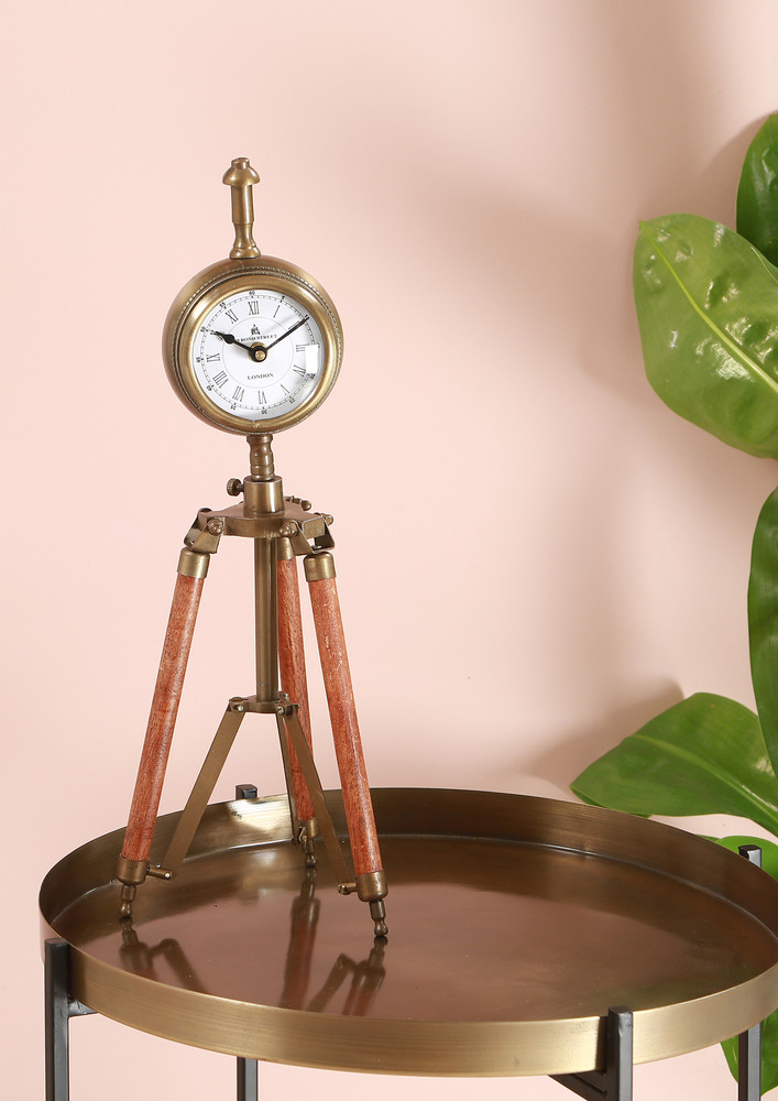 Manor House Antique Brass Tripod clock 16.8 inches