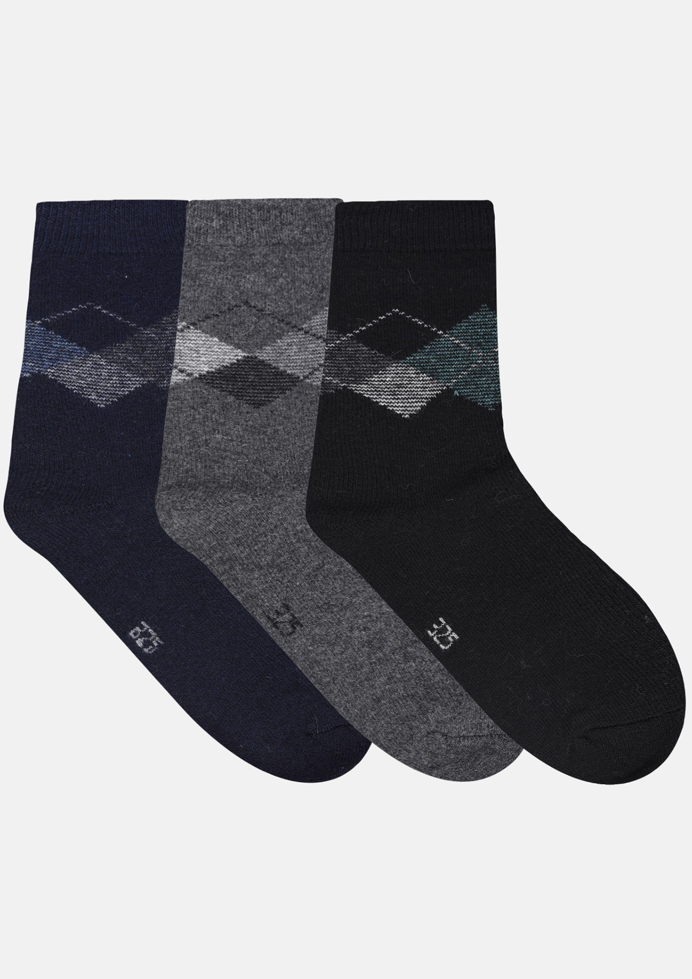 NEXT2SKIN Men's Woollen Regular length Socks (Pack of 3) (Navy Blue,Dark Grey,Black)