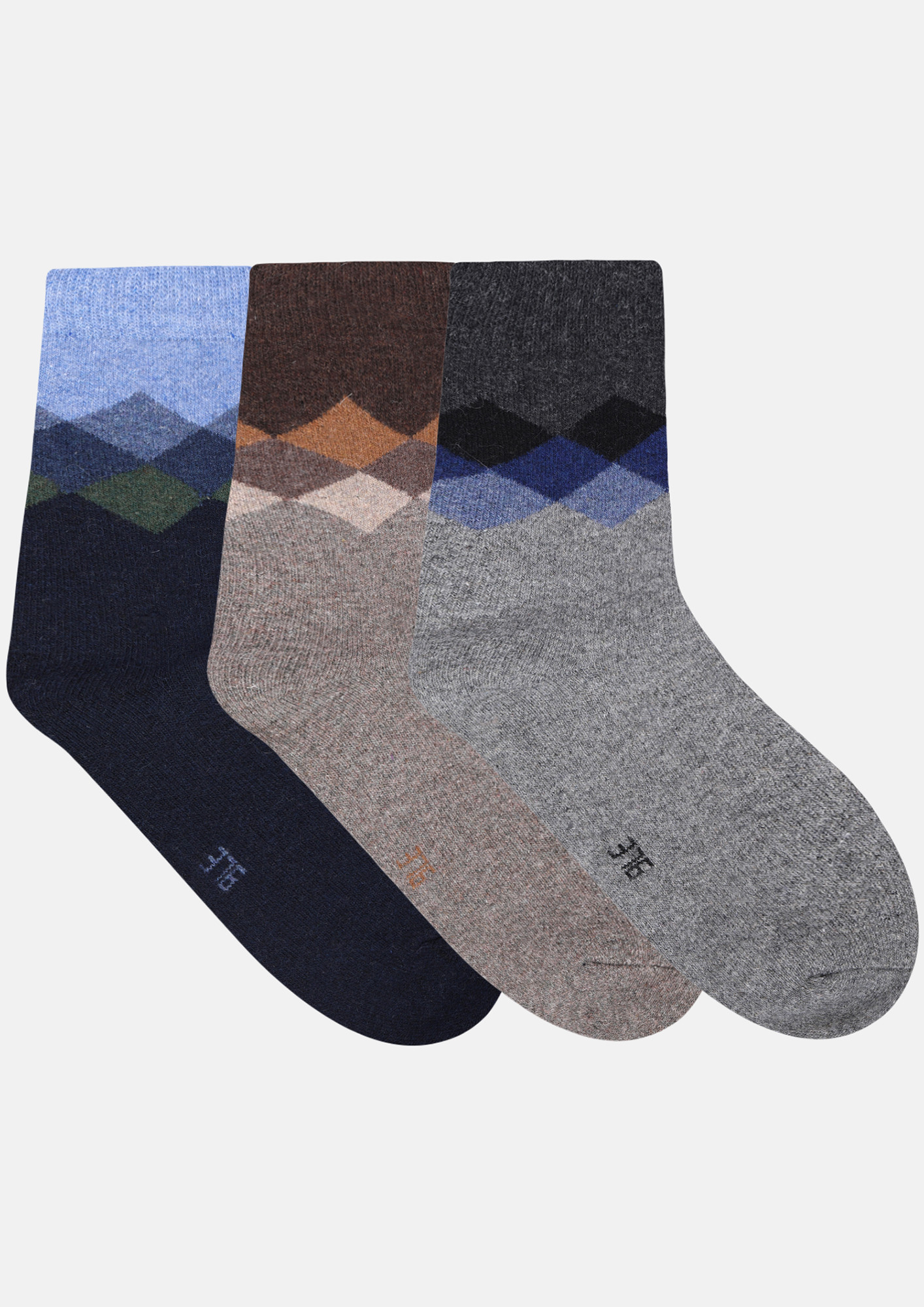 NEXT2SKIN Men's Woollen Regular length Socks (Pack of 3) (Blue,Brown,Dark Grey)