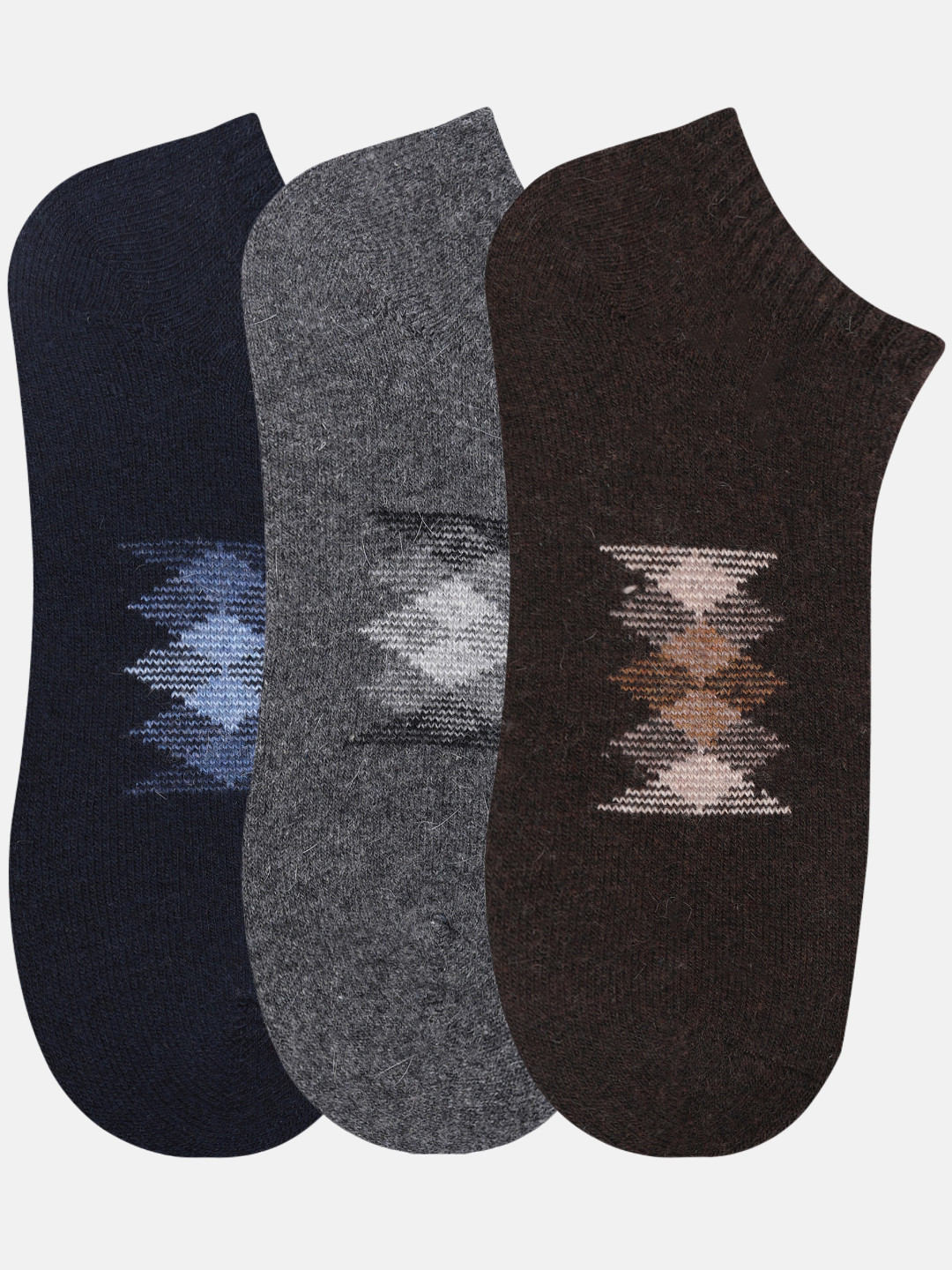 NEXT2SKIN Men Woolen Loafer Socks (Pack of 3) (Navy Blue,Dark Grey,Brown) 5929-NDGBR