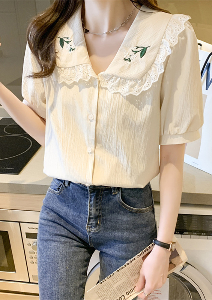 Lacey Flowers Apricot Shirt