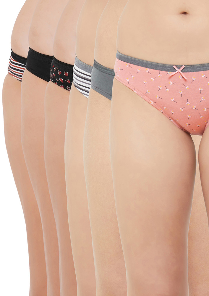 Soie Multicolour Share The Love Bikini Panty Combo (pack Of 6)