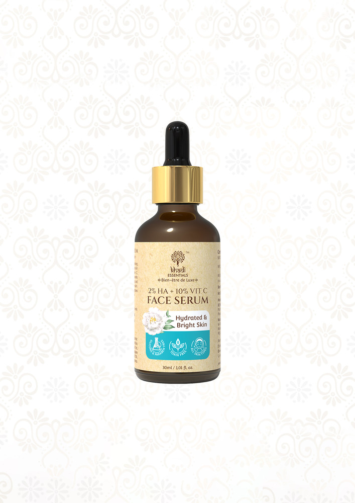 Khadi Essentials 2% Ha + 10% Vit C Face Serum With Tea Tree Extracts For Hydrated & Bright Skin - 30ml