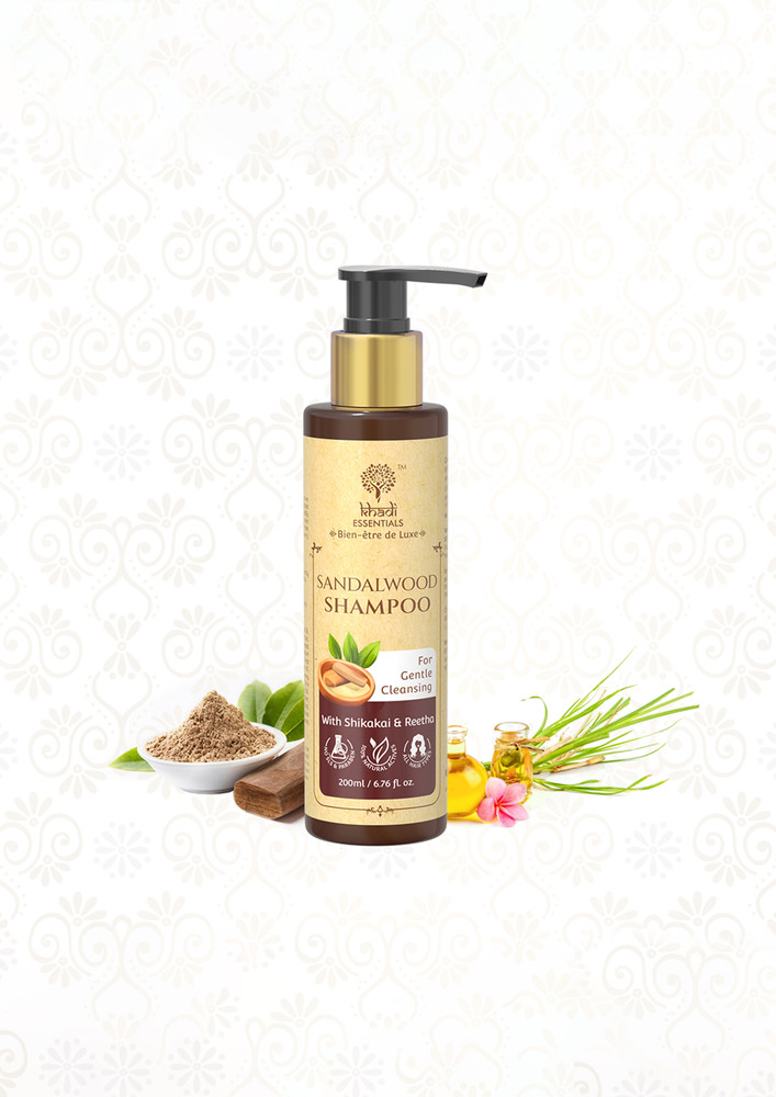 Khadi Essentials Sandalwood Shampoo With Shikakai & Reetha For Gentle Cleansing - 200ml
