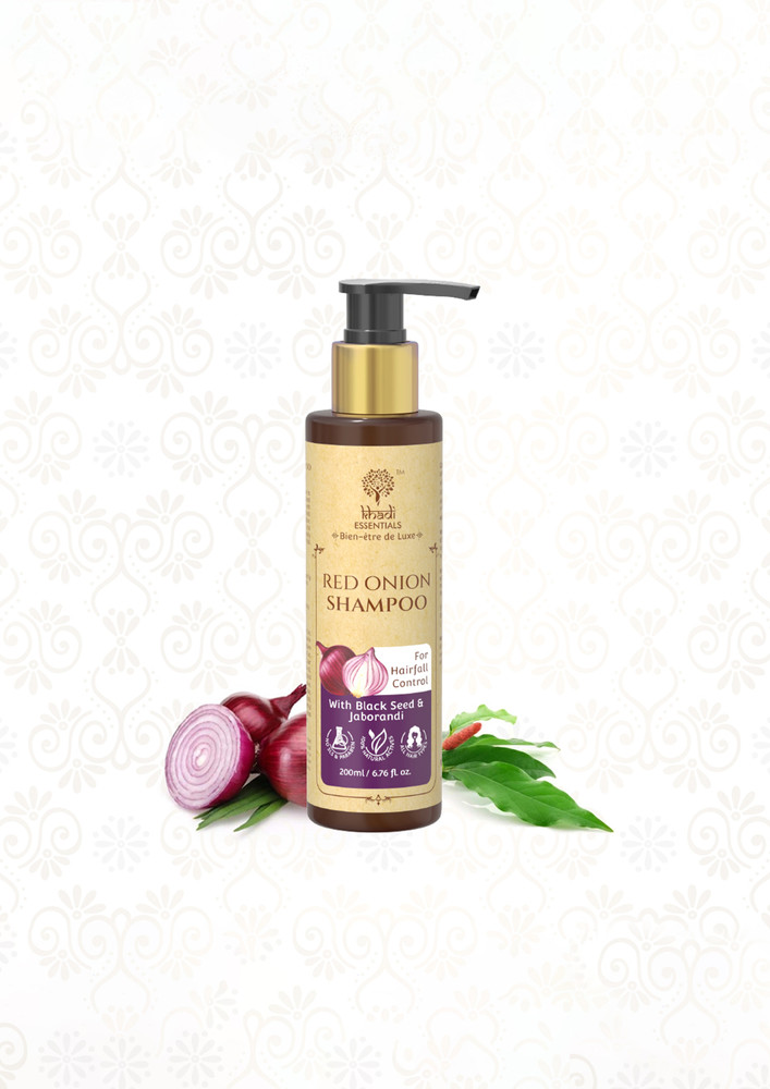 Khadi Essentials Red Onion Shampoo With Black Seed & Jaborandi For Hair Fall Control - 200ml