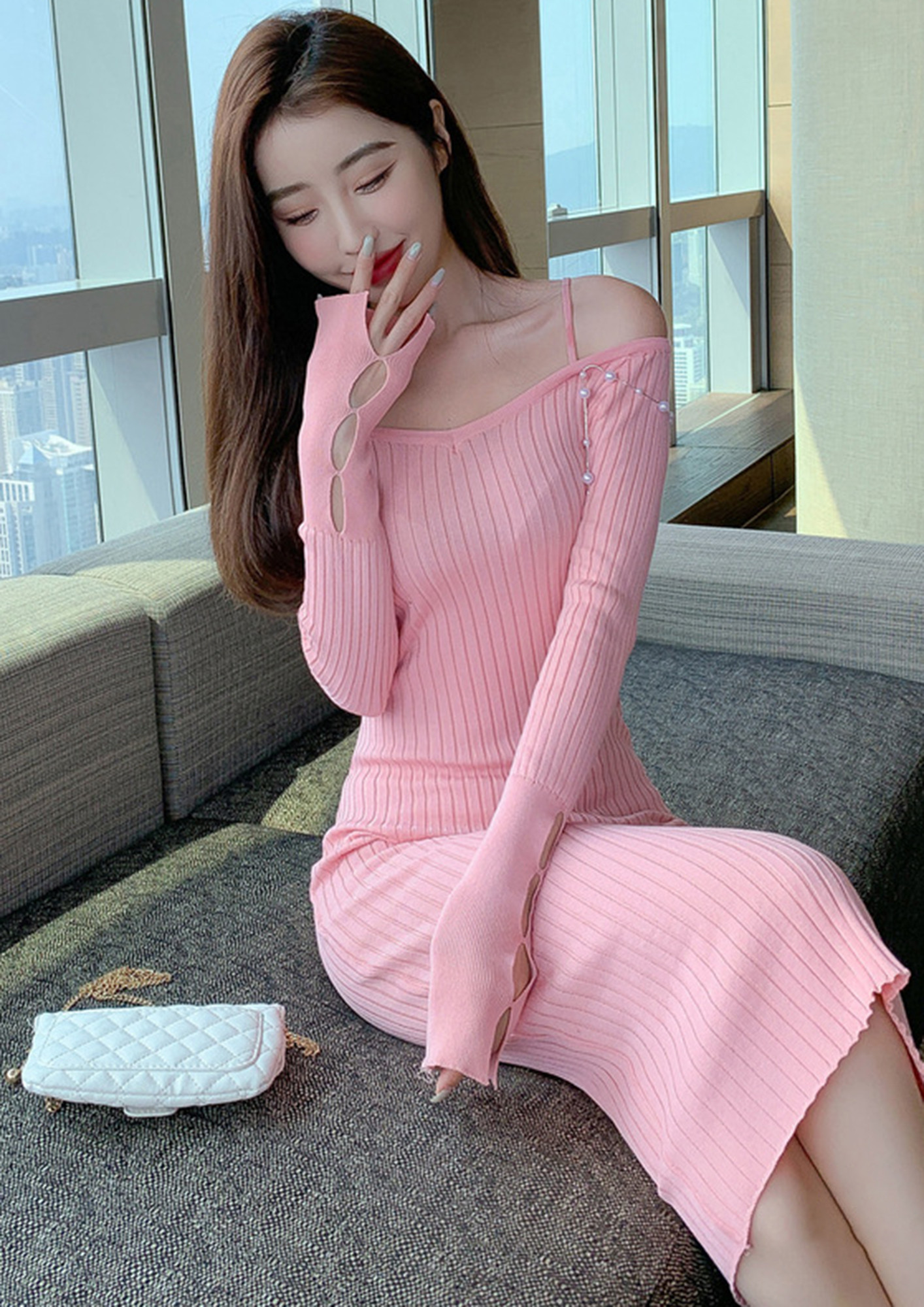 COMFORT FIRST PINK BODYCON DRESS