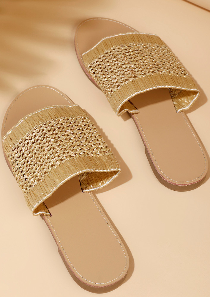 READY TO SHINE WITH MY ETHNIC GOLDEN WOVEN DESIGNED FLATS