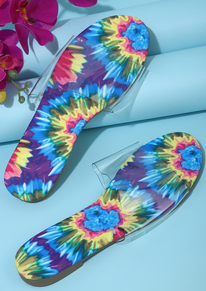 Graphic Printed  Ready With Multi-colour Transparent Flats