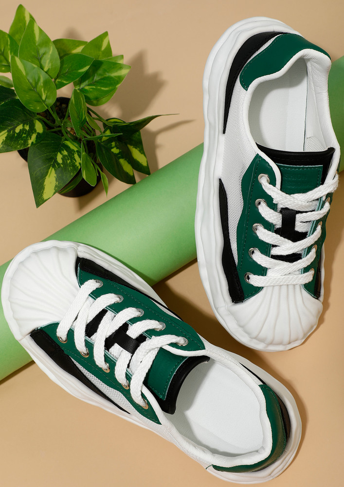 Love With My Chunky White-dark Green Casual Trainers 