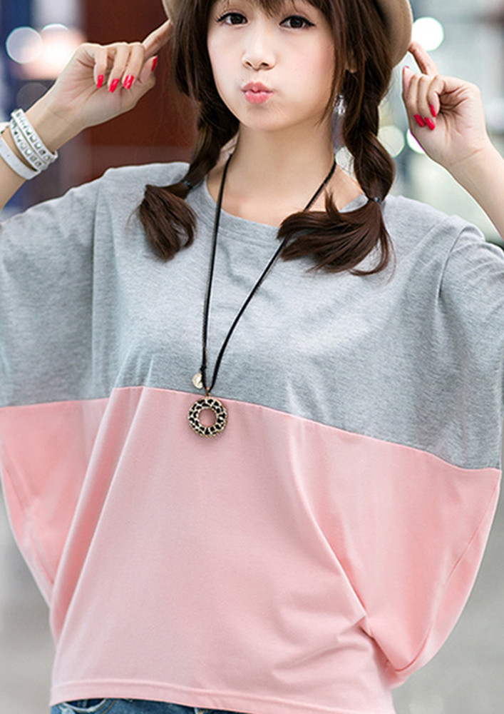Easy Breezy Grey And Pink T-shirt