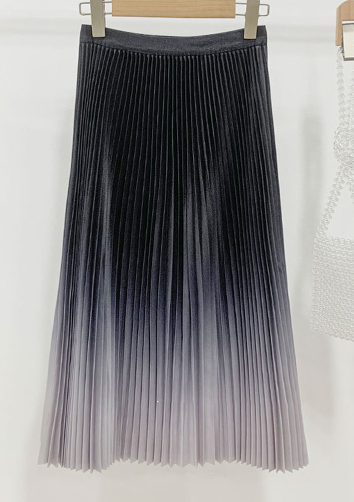 Ombre-meets-pleats Black Midi Skirt