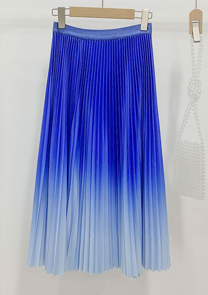 Ombre-meets-pleats Blue Midi Skirt