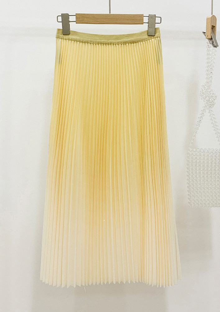 Ombre-meets-pleats Yellow Midi Skirt