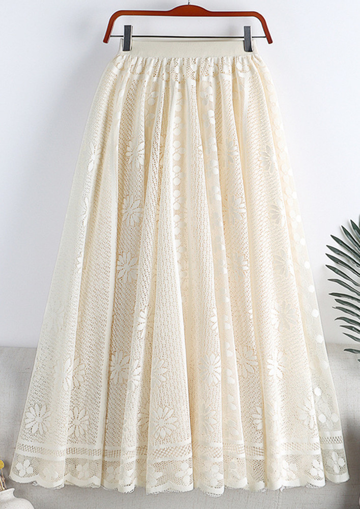 DITSY PRINTED OFF WHITE LACE SKIRT