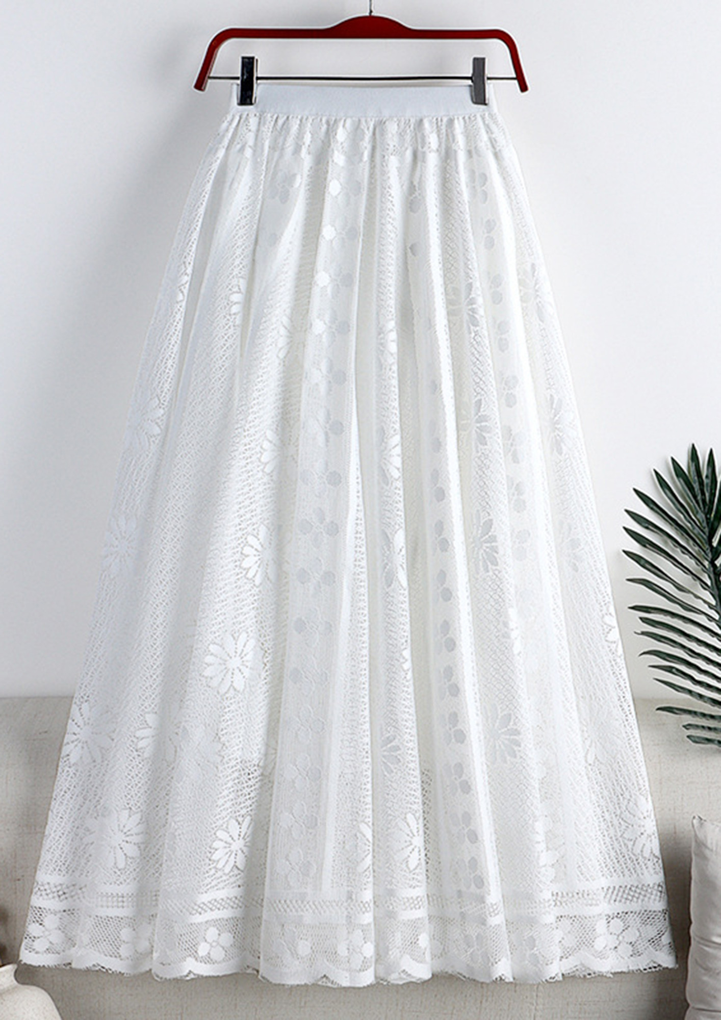 DITSY PRINTED WHITE LACE SKIRT
