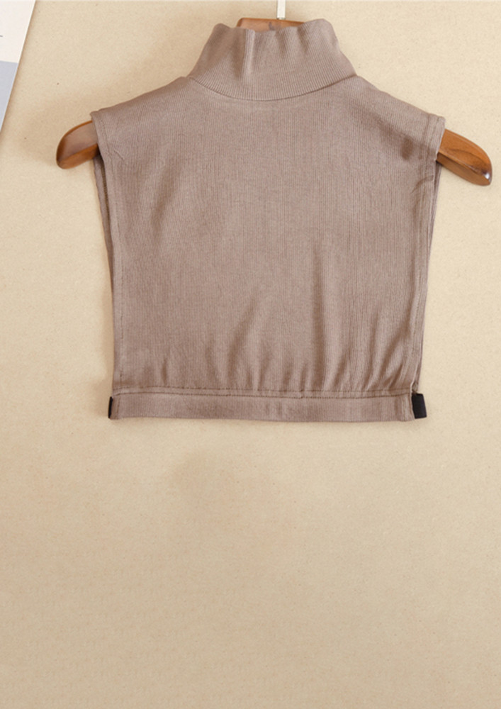 Knitted Coffee Mock Neck Crop Top