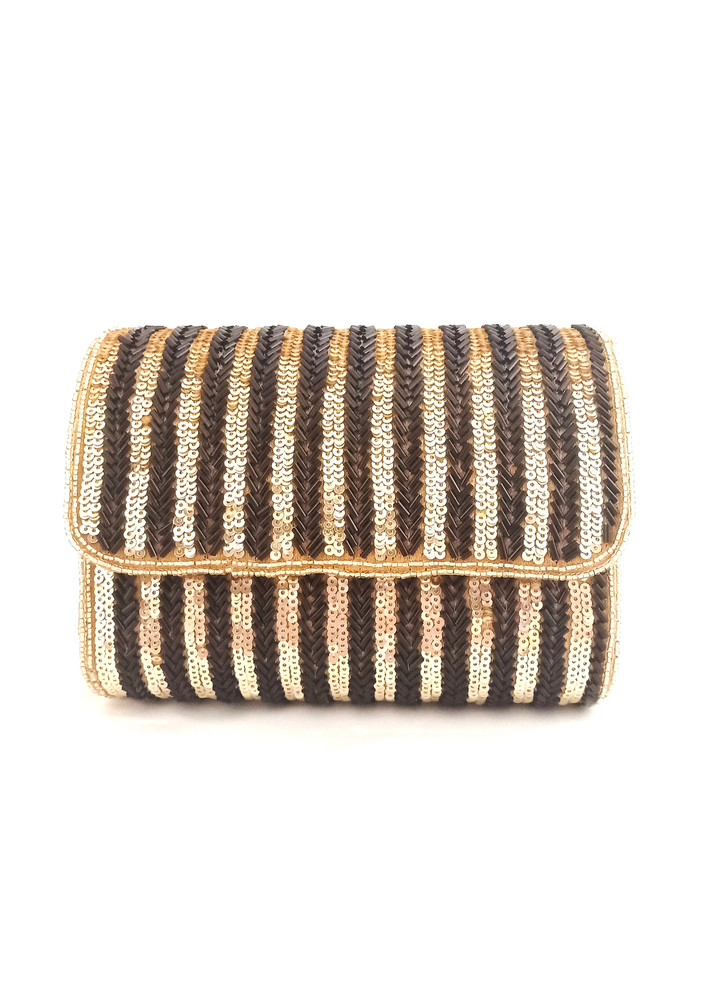 Black and Gold Flapover Clutch