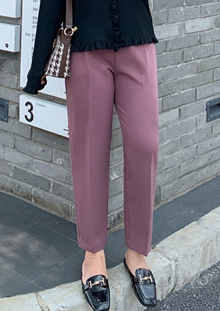 PLUS SIZE PINK TAPERED TROUSERS