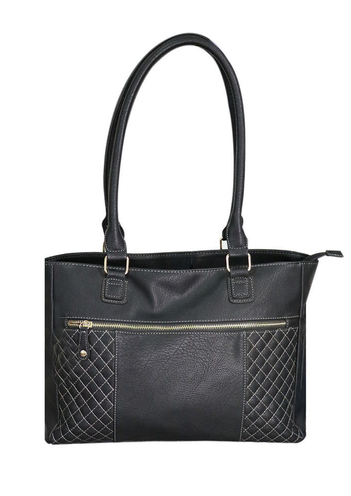 Pu Leather  Handbag -Stylish Black Tote Purse