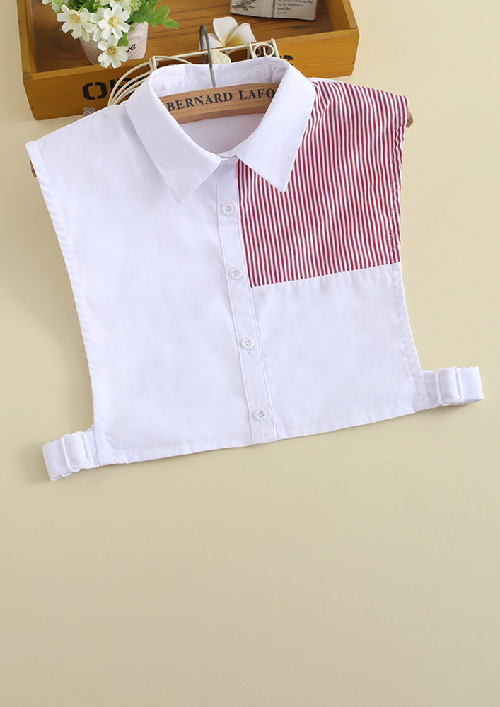 BE THERE IN A WHILE, STRIPE AND SOLID PRINT, BUTTON DOWN, WHITE-RED POINTED COLLAR