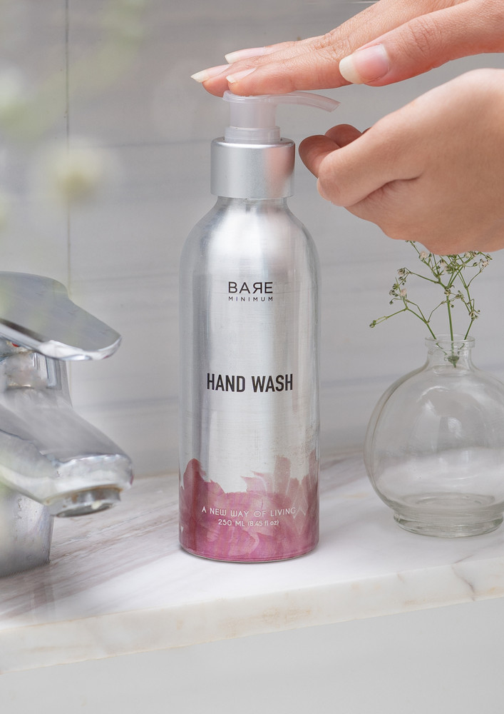 Bare Minimum | Gentle | Hand Wash| pH Balanced Liquid | With Extracts Of Orange Fruit, Cilantro Leaves For Antifungal And Antiseptic Quality | Refillable | For All Skin Types | 250 ML