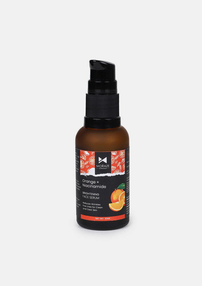 Moraze Orange + Niacinamide Face Serum for Reducing Wrinkles, Fine Lines, for Clean and Clear Skin with Niacinamide, Aloevera Extract, Orange Essentials, Fragrance Free, 30 ML