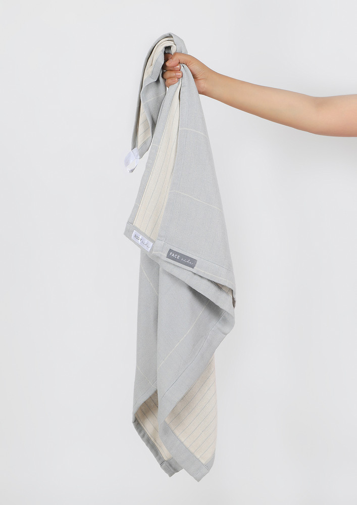 Aluvera Double Cloth Bath Towel-Frosted Grey