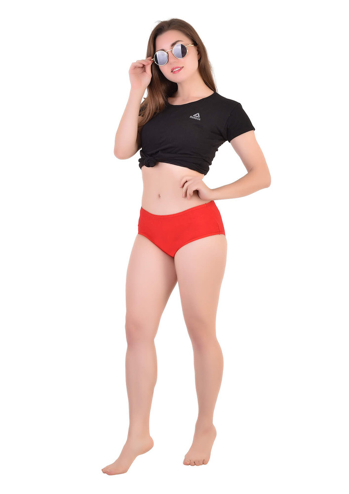 BAMBOO FABRIC MID WAIST RED AND BLACL PANTY PACK OF 2