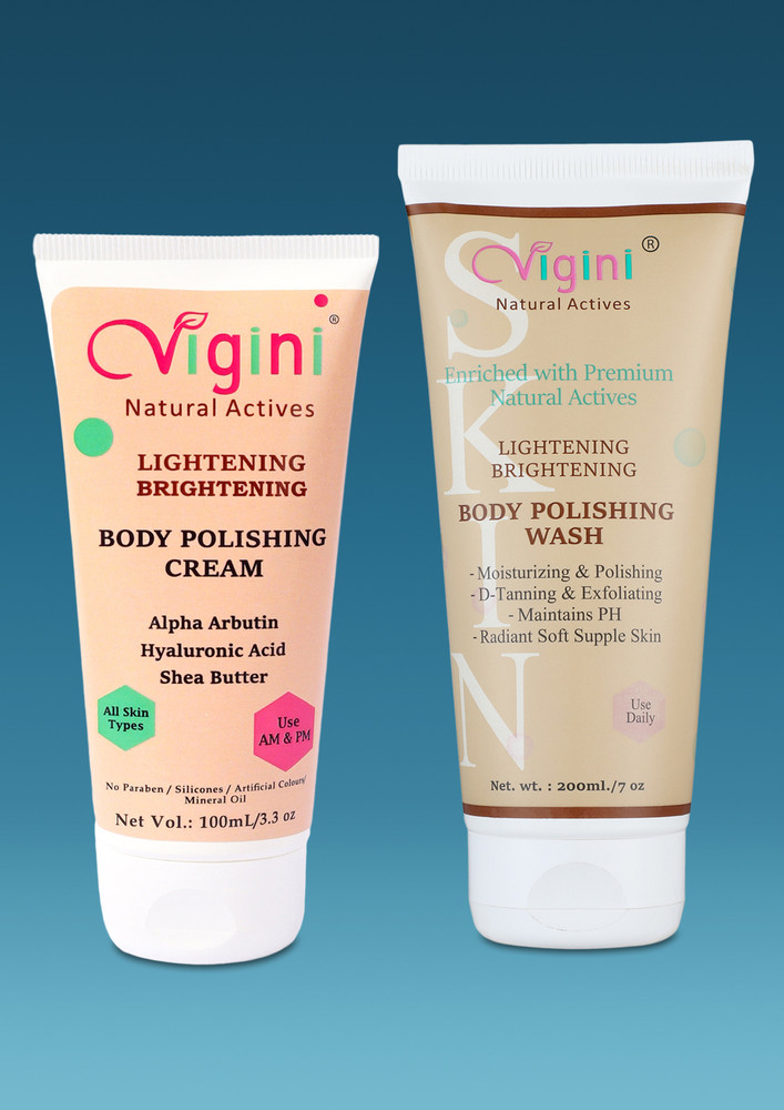 Vigini Body Lightening Whitening Brightening Fairness Skin Moisturizing Polishing Smoother Cream D Tan, Gel Wash