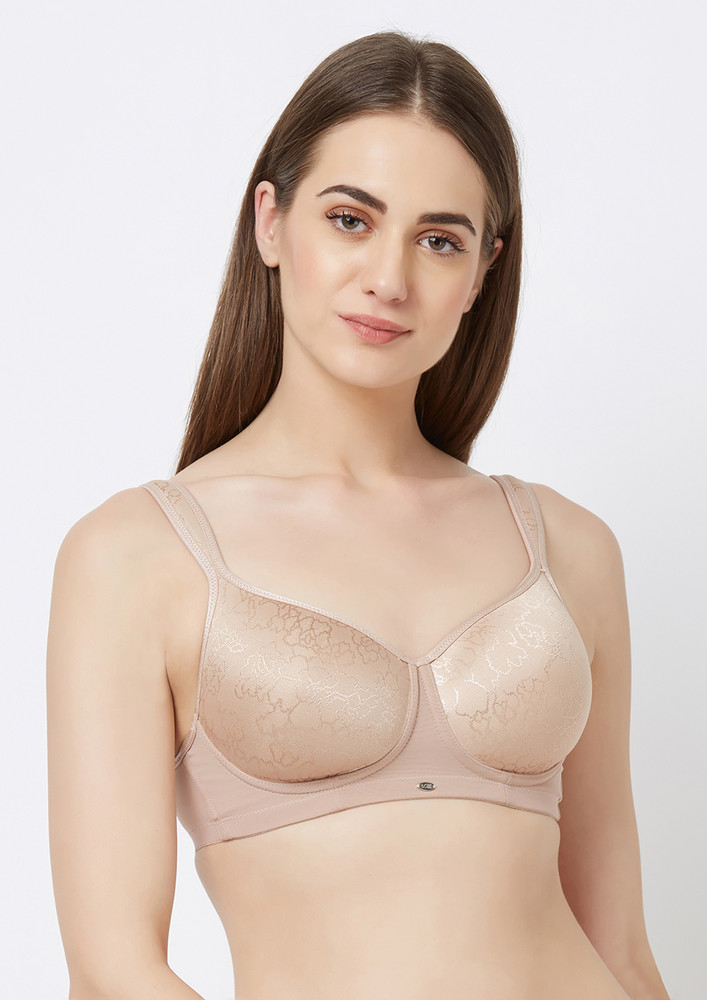Soie Sheer Taupe Women's Full Coverage Padded Non-wired T-shirt Bra