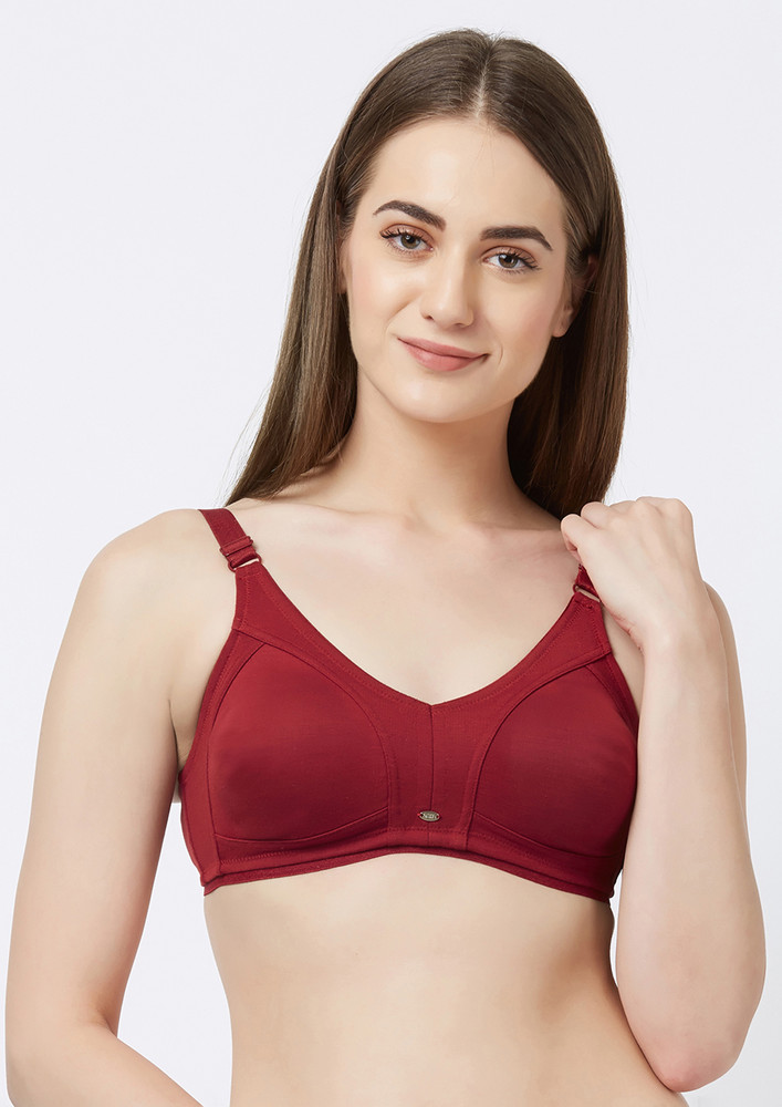 Soie Deep-red Women's Full Coverage Non-padded Non-wired Bra