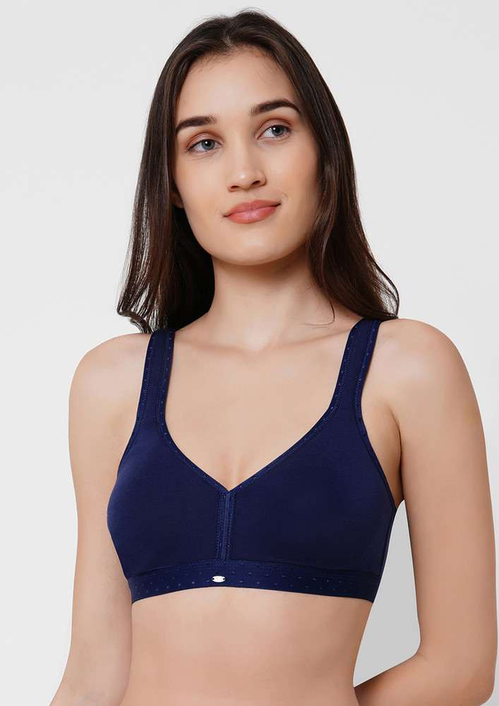 Soie Full Coverage, Non Padded, Non Wired Navy Bra