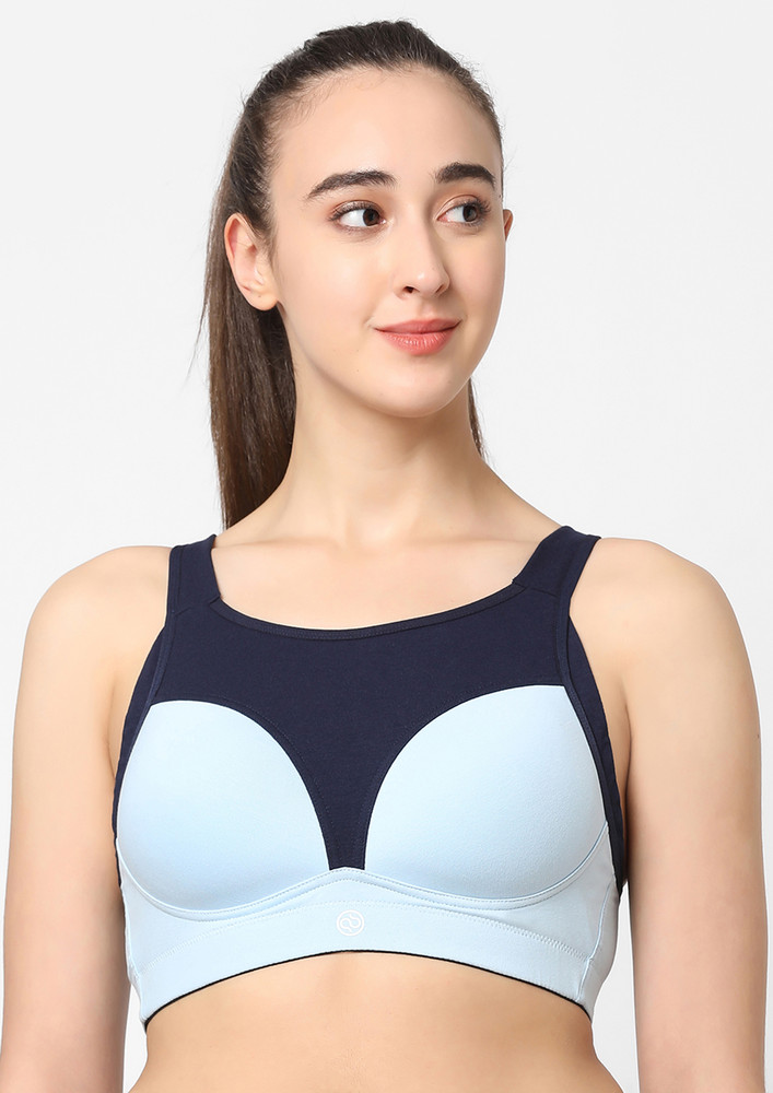 Soie Women's Extreme Coverage High Impact  Padded Non-wired Surf Blue Sports Bra