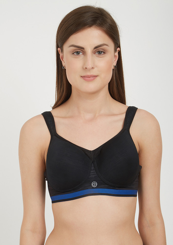 Soie Black Full Coverage High Impact Padded Non-wired Sports Bra