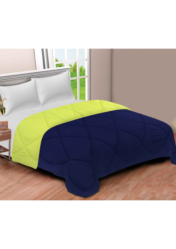 Navy Blue-Lemon Green Double Bed Comforter
