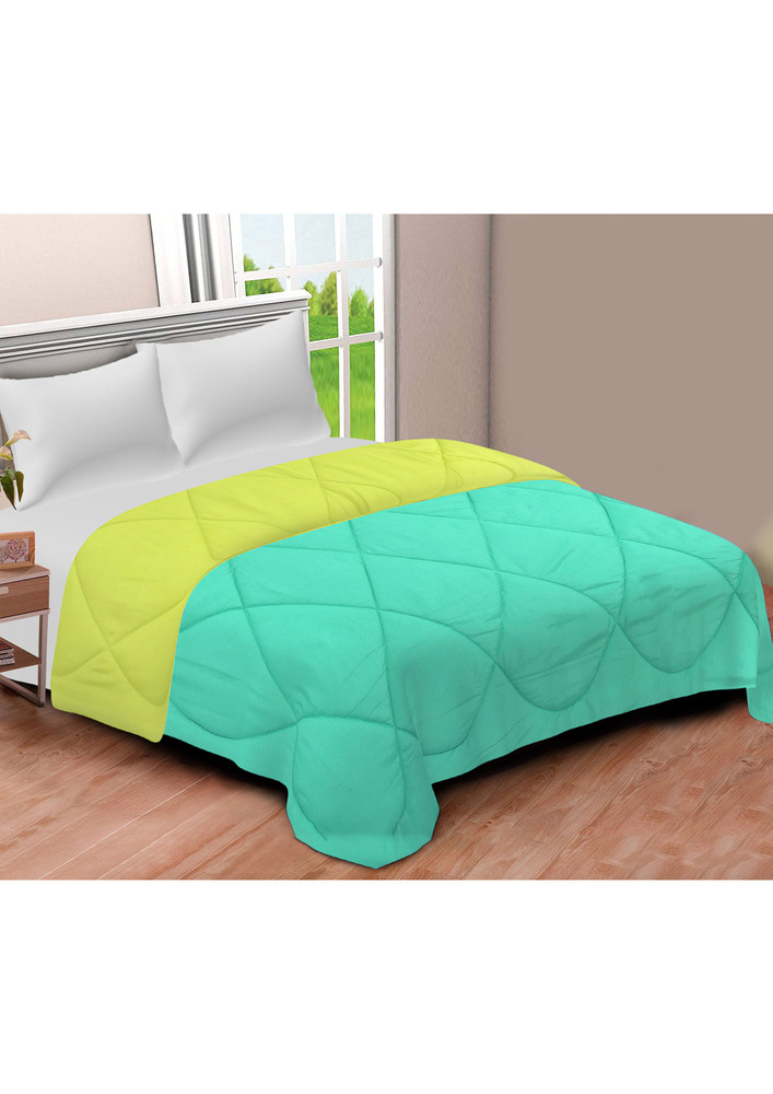 Sky Blue-Lemon Green Double Bed Comforter