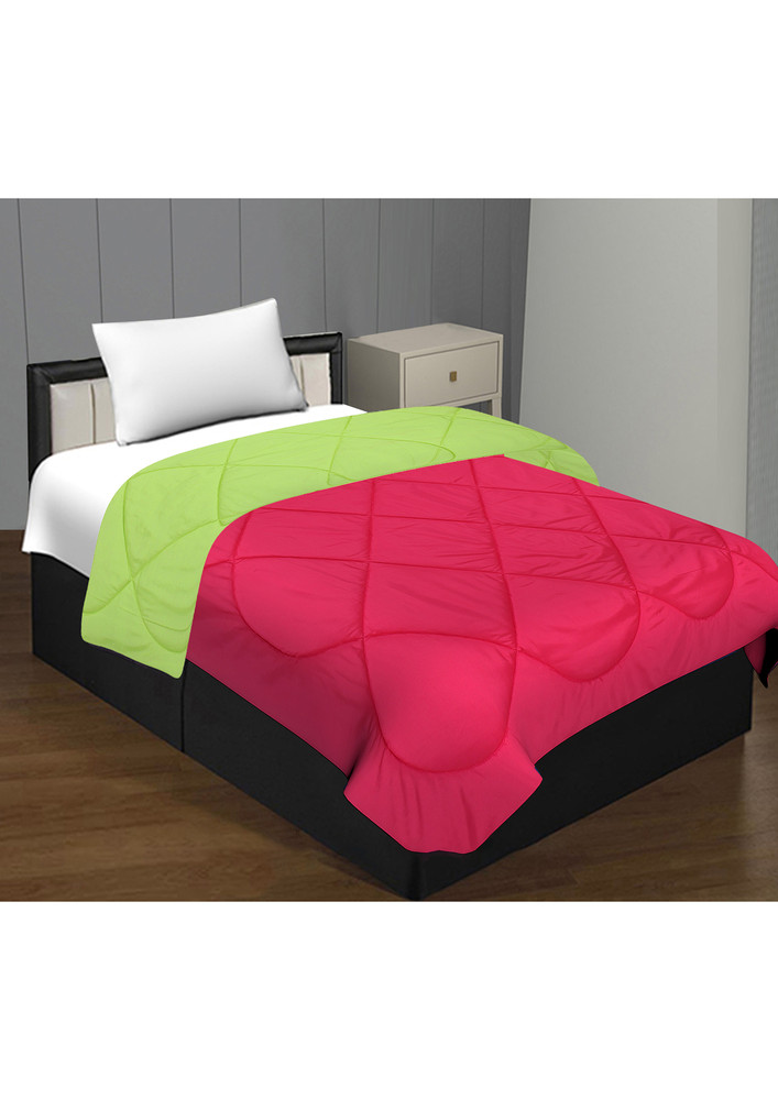 Dark Pink Parrot Green Single Bed Comforter