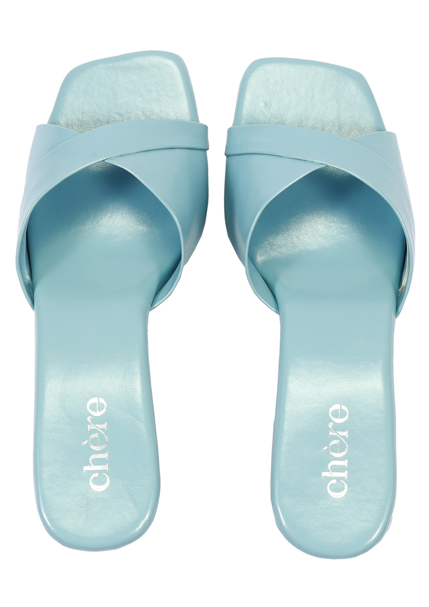 CHERE Blue Premium Sky Blue solid block heels Blue