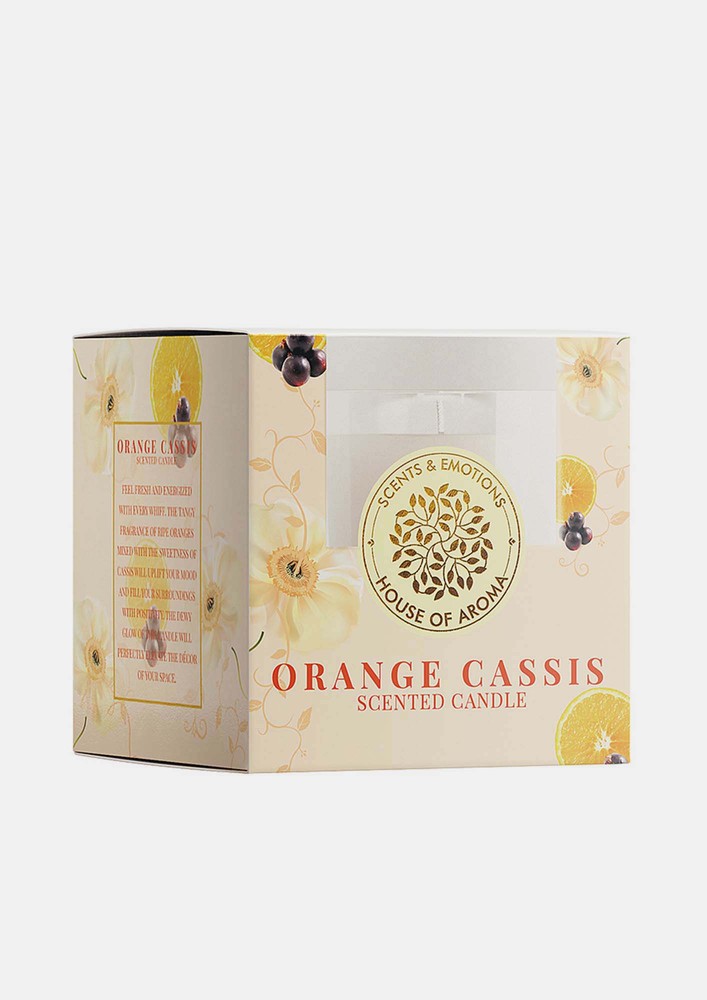 House Of Aroma Orange Casis Scented Glass Candle-75 Gms